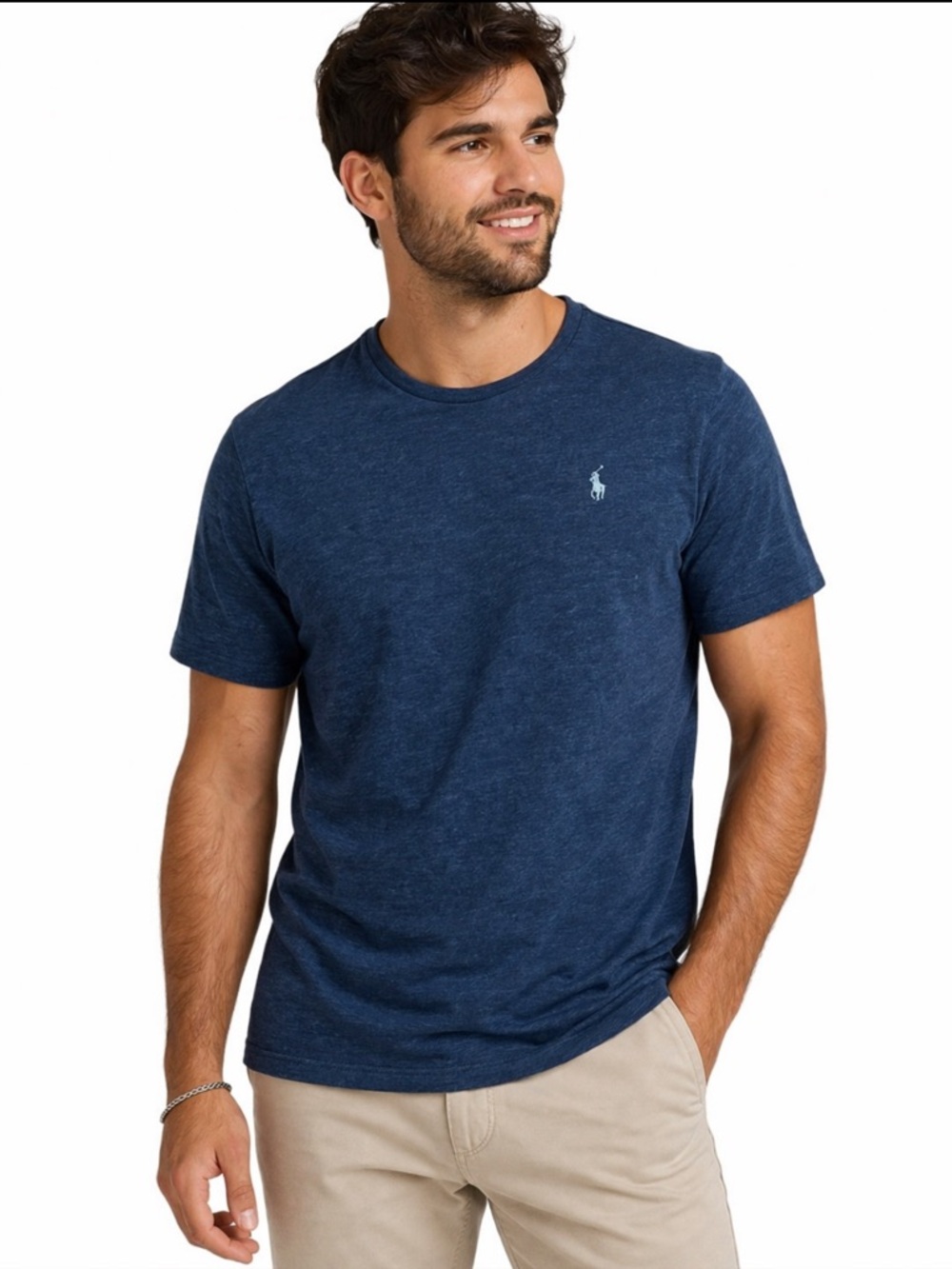 Polo Ralph Lauren Heather Blue Crewneck T-Shirt Men’s 100% Cotton Pony Logo—M